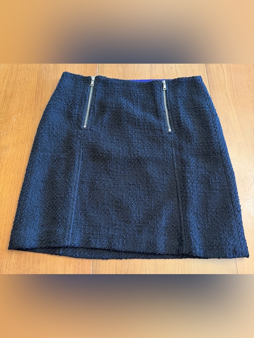 LOFT Black Textured Tweed Skirt Dark Academia Old Money Poetcore | Size 4